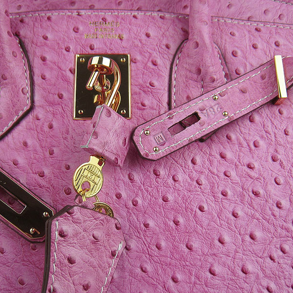 High Quality Fake Hermes Birkin 35CM Ostrich Veins Handbag Peachblow 6089